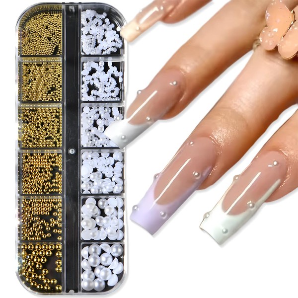 1 Box Half Beads Nail Art Charms, Charms Nails, Small