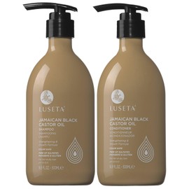 L LUSETA Luseta Castor Oil Shampoo and Conditioner Set Strengthen and Cleanse Thin Hair Restore Damaged Hair Sulfate Free for Men & Women 16.9oz*2