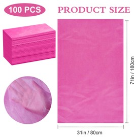 Celmuron 100 Pack Disposable Bed Sheets – 31.5 x 71 in Waterproof Non-woven Sheets for Massage, Spa, Tattoo & Salon Tables (Pink)