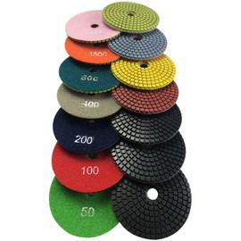 Konfor 4 Inch Wet Diamond Polishing Pads 7-Step Set Abrasive Buff for Marble Concrete Stones Terrazzo Granite