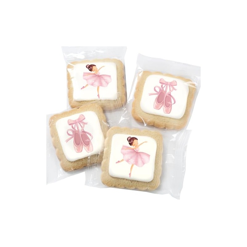 Ballerina Dancer Ballet Individually Wrapped Printed Cookies 24 Pack Bulk