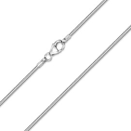 MATERIA by Matthias Wagner Women's Snake Chain Necklace 925 Silver 1.2 mm Rhodium-Plated, enamel, No Gemstone