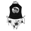 Womens Coconut Tree Drawstring Halter Tankini Set Two-Piece Tankini Set