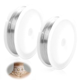 Pack of 2 Thin Craft Wire, 0.3 mm x 50 m Jewellery Wire, Galvanised Wire, Flexible Winding Wire for DIY Jewellery, Bracelets, Necklaces, Earrings, Rustproof and Corrosion Resistant