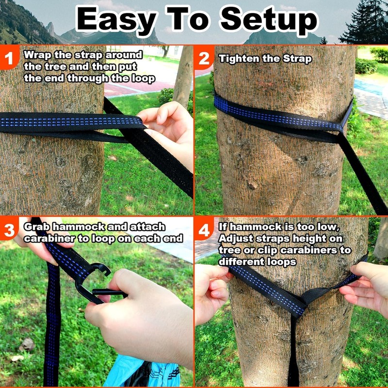 Adjustable Hammock Straps,2Pcs 6.5FT Lightweight Tree Straps with 6 Loops