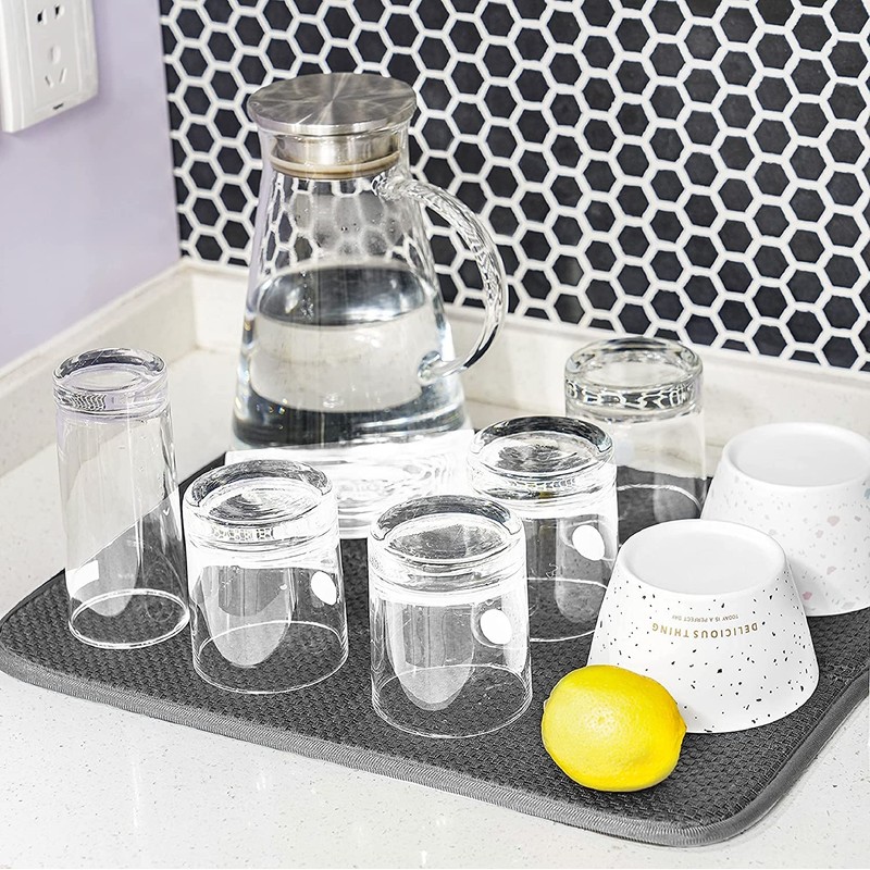 RECYCO Dish Drying Mat, Water Absorbing Sheet, Antibacterial, Absorbent, Quick-Drying
