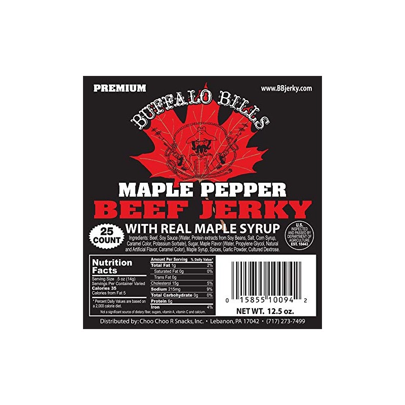 Buffalo Bills 12.5oz Premium Maple Pepper Beef Jerky 7" Strips
