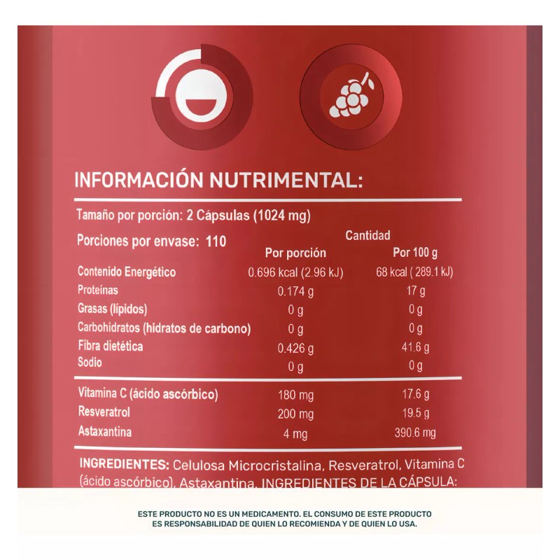 LIFE360+ Life 360+ Res-v Bote 220 Cápsulas Resveratrol Astaxantina No