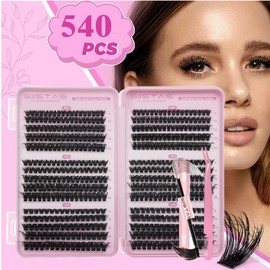 Individual Eyelashes Cluster Lashes Kit 80D+100D+120D Wispy Cluster Lashes D Curl DIY Eyelash Extension 8-16MM Lash Clusters Eyelash Extensions Individual Kit with Bond and Seal Lash Glue(80+100+120D)