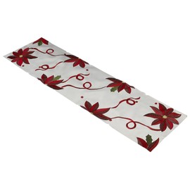 Violet Linen Sesnl Bloomy F Table Runner, 14" x 54", Ivory
