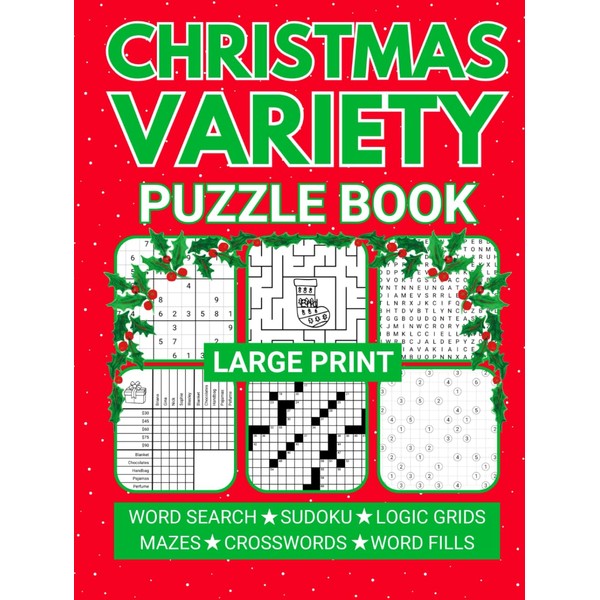 Large Print Christmas Variety Puzzle Book: Relaxing Mixed Brain Activites
