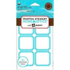 Martha Stewart Home Office with Avery Removable Labels, Teal Blue and Green, 1-3/4" x 1-5/8", 36/Pack