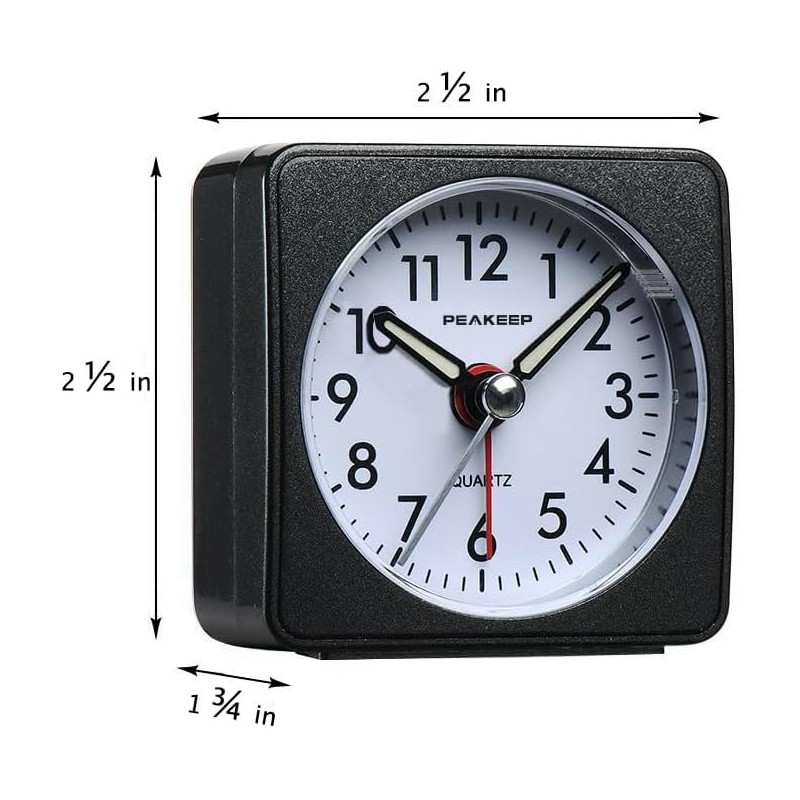Peakeep Ultra Small, Battery Travel Alarm Clock with Snooze and