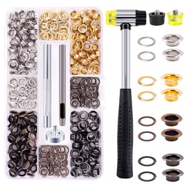 Rustark 240 Sets 1/4 Inch Colored Grommet Assortment Kit with 4 Pcs Setting Install Tool, 6mm Metal Eyelets Set in Storage Box for Clothes Shoes Bag Paper Leather Crafts DIY Projects