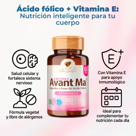 Multi Vitaminico Para Mujer Contiene cido Flico, Vitamina E, Brocoli y Espinaca Ga Tlali 60 Cpsulas  Apoyo Celular, Fertilidad, Antioxidante y Salud  