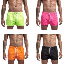 Men's Beachwear Swim Trunks Summer Shorts Fluorescent Shorts Black XXL