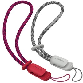 SURPHY 2 Pack Cordón, Correa de TeléfonoAjustable con Trenzado de Dos Colores, Rojo & Gris