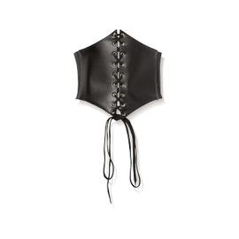 Daisy corsets Lavish Black Faux Leather Corset Belt Cincher (Medium)