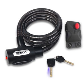 ENGG Combination Lock, Bike Dial Lock, Wire Lock, Bicycle Lock, Length 47.2 / 59.2 inches (1,200 / 1,500 mm), Cross Section Diameter 0.5 inches (12 mm), 5 Digits, Anti-theft (Black (Keyed 3.7 ft (1.2