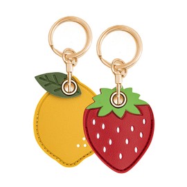 CATCH ON AirTag Case, Key Ring, Strawberry, Lemon, Cute, Strawberry, Fruit, Leather, Leather, Full Protection, Shockproof, Lightweight, Thin
