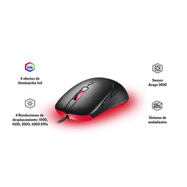 STF | Abysmal Arsenal Mechanical Gaming Mouse Mouse Ratón Gaming Abysmal Arsenal, 4 Resoluciones, 4 Efectos Led, 6 Botones Programables, Ratón Gaming 8/8.1/10/ Cable De hasta 1.8M | Mouse para Gamers