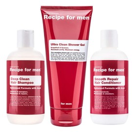 Recipe For Men 3 In 1 Shower Kit For Men Gift Set - Shampoo, Conditioner & Shower Gel For Everyday Self Care Routine - Pack Of 3