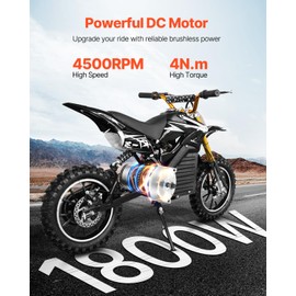 VEVOR 1800W Electric Brushless DC Motor Kit - 48V 4500rpm Motor with Upgraded Speed Controller and Throttle Grip Kit for Go Karts E-Bike Motorcycle Scooter DIY