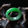yigedan Women's Natural Green Jadeite Simple Band Ring Jade Jade,
