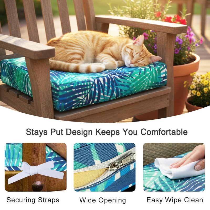 NettyPro Outdoor Cushion Cover Waterproof Patio Chair Seat Cushion Slip