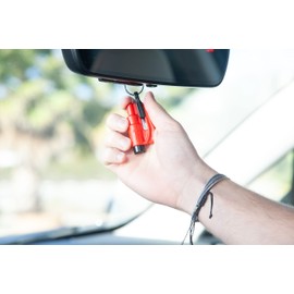 resqme The Original Emergency Keychain Car Escape Tool, 2-in-1 Seatbelt Cutter and Window Breaker, Made in USA, Family Pack of 3, Orange, Black, Pink - Compact Emergency Hammer
