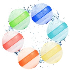 6 Pcs Reusable Water Balloons, Pool Beach Water Toys for Kids, Refillable Water Balloons, Non-magnetic, Quick Fill, Self-seal, Soft Silicone Water Ballons - Outdoor Summer Toys for Kids Ages 3-12