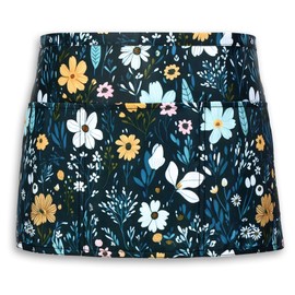 Plum Hill Floral Waist Apron Set - Waitress Server Aprons - 3 Pockets; Cute Half Apron for Bartender, Restaurant, Coffee Shop, Teachers