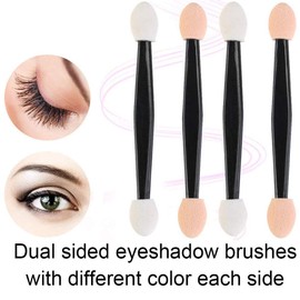 GBSTORE 50 pinceles desechables para sombra de ojos, palillo de labios, esponja aplicadora ovalada, herramienta de maquillaje de doble punta y doble cara, diseño de colores de 7.6 cm, color negro