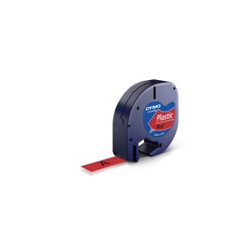 Dymo Set 5 Cartridges Polyester Tape 12 mm x4 Metres Black on Red