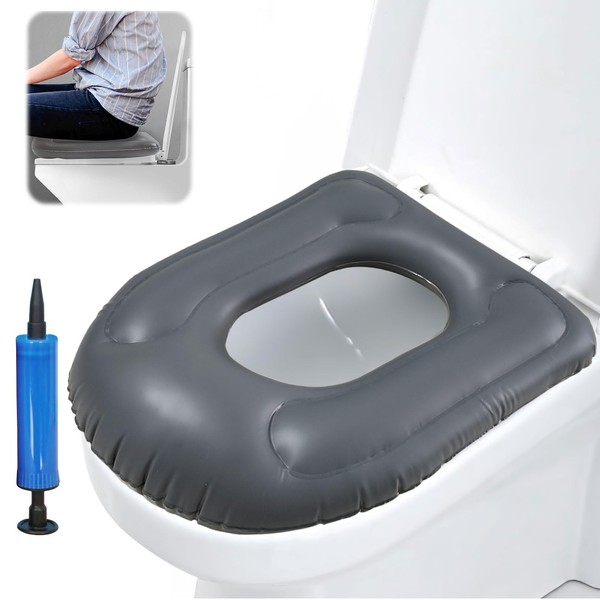 Inflatable Toilet Seat Cushion, Inflatable Cushion with Suction Cup, Washable