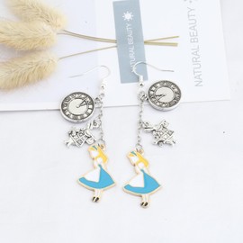UJIMS Alice Bracelet Wonderland Movies Inspired Gifts Alice Fans Jewelry for Best Friend Rabbit Alice Cartoon Merchandise (Rabbit Aice Earrings)