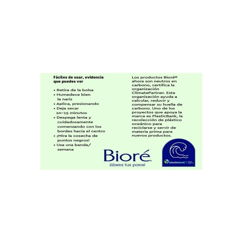 Bandas de limpieza profunda Bioré con carbón control de grasa