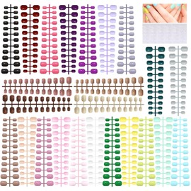 576 Pieces Kids Short Glossy Press on Nails, Kalolary Children False Nails 24 Colors Glossy Acrylic Nails Art Tip for Kids Short Square Full Cover Fake Nails for Women Girls Kids