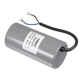 YOKIVE CBB60 Run Capacitor, 250V AC 70uF 50/60Hz with 2 Wires Lead Run Round Capacitor, Low Loss, Great for Washing Machines Motor (Gray, 124x60mm)