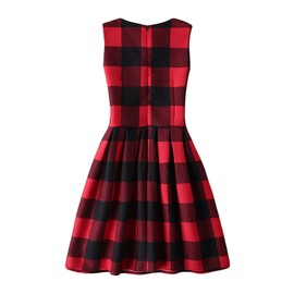 21KIDS Girls Buffalo Check Plaid Dress Baby Kids Christmas Party Casual Dresses for Girls,4 Years,Red