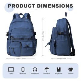 SEAFEW School Backpack for Women Men College High School Bag Boys Girls Lightweight Laptop Bookbag Water Resistant Casual Daypack for Travel Work A9- Royal Blue