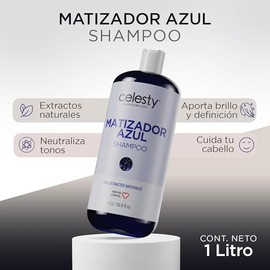 CELESTY | Shampoo Matizador - Variedad Amarillo Azul Morado Negro Rojo Violeta - para el Cuidado de Cabello Rubio Cenizo Dorado Canas
