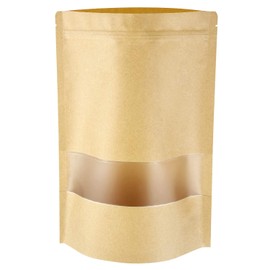 Blisstime Stand Up Pouch Bags, 50 Pack Kraft Pouch with Tear Notch and Matte Window, Heat sealable Zip Lock Food Storage Bag (5.5" X 7.9")