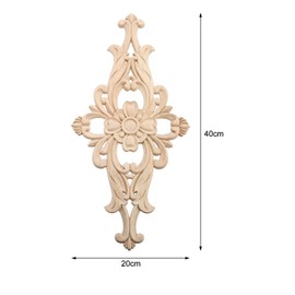 MUXSAM Wood Carved Appliques Furniture Decorative Onlays, 2Pcs Unpainted DIY Center Carving Decal for Door Wall Ceiling Cabinet Dresser Mirror Bed Mantel Bench Decoration, 40x20cm/15.75"x7.87"