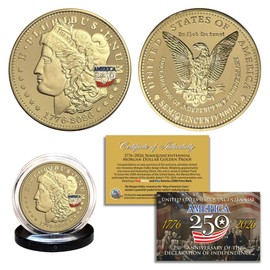 America 250th Anniversary 1776-2026 Morgan Dollar Golden Proof Privy Medallion Coin