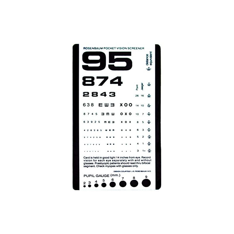 Graham-Field Pocket Size Plastic Eye Chart, 6 3/8" x 3