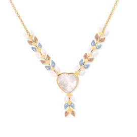 Montana West Wrangler Gold Plated Moonstone Pendant Y Necklace for Women Western 14K Natural Healing Stone Cowgirl Trendy Jewelry WNS-1059WG