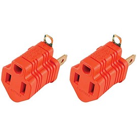 GE Polarized Grounding Outlet Extender, 2 Pack, Turn 2-Prong into 3, Easy to Install, Indoor, UL Listed, Orange, 14404