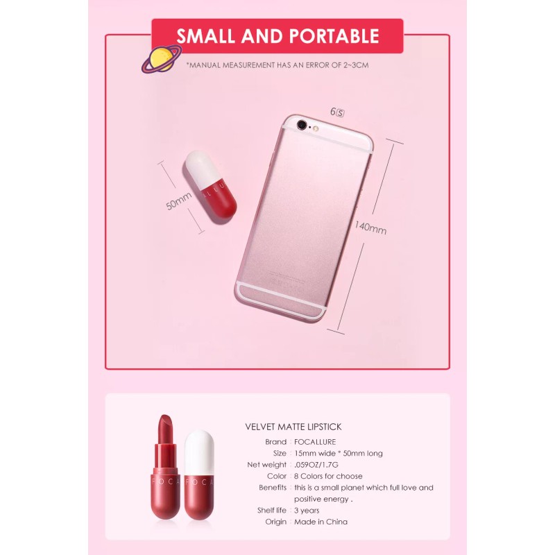 FOCALLURE 8 Colors Velvet Matte Lipstick Capsule Makeup - #03