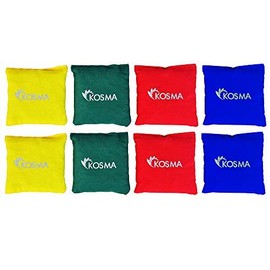 Kosma pack of 8 Assorted Colors Cotton Fabric Bean Bags for Sports, PE, School, Catching Games, Sensory, Juggling - (2Pc each of Red, Blue, Green, Yellow) - Size: 10cm